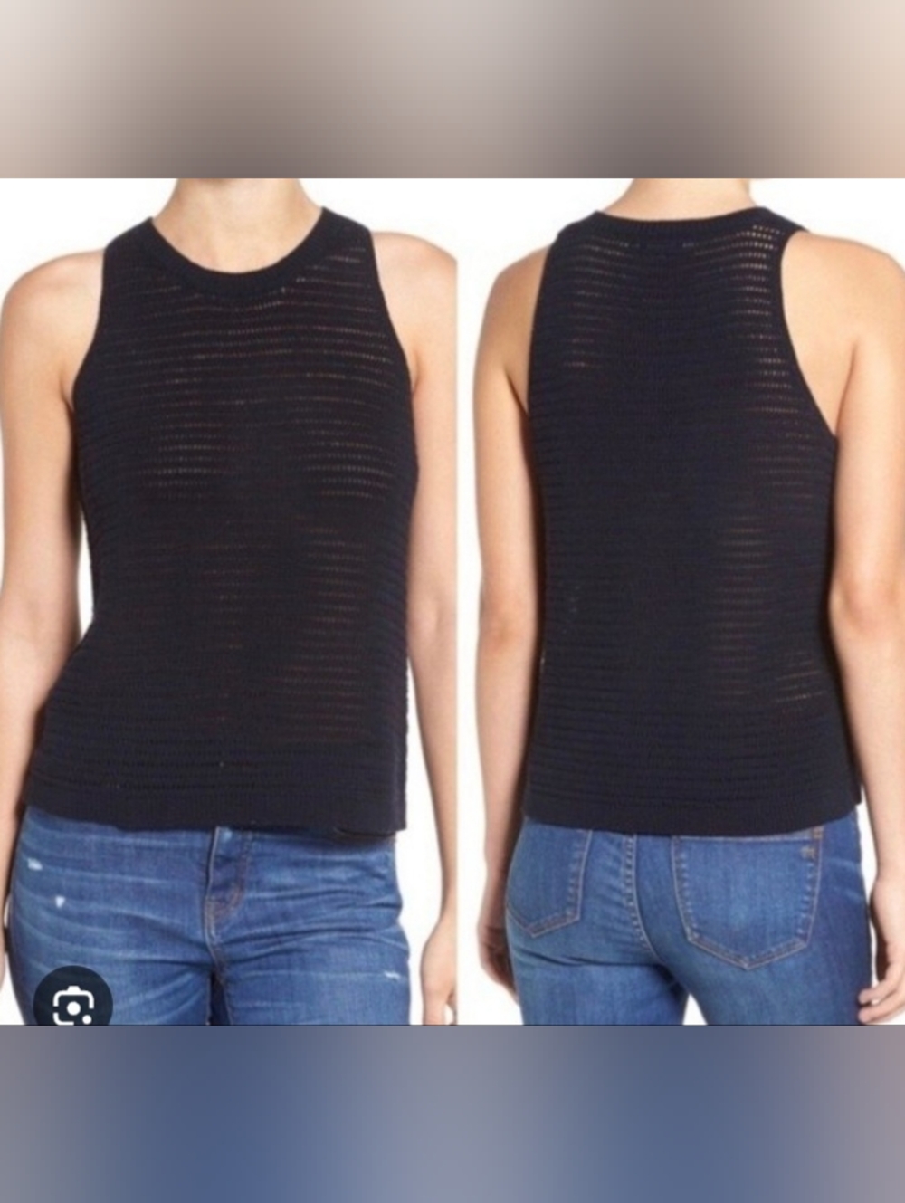 Madewell Camilla  Black Textured Knit Tank Top Size M